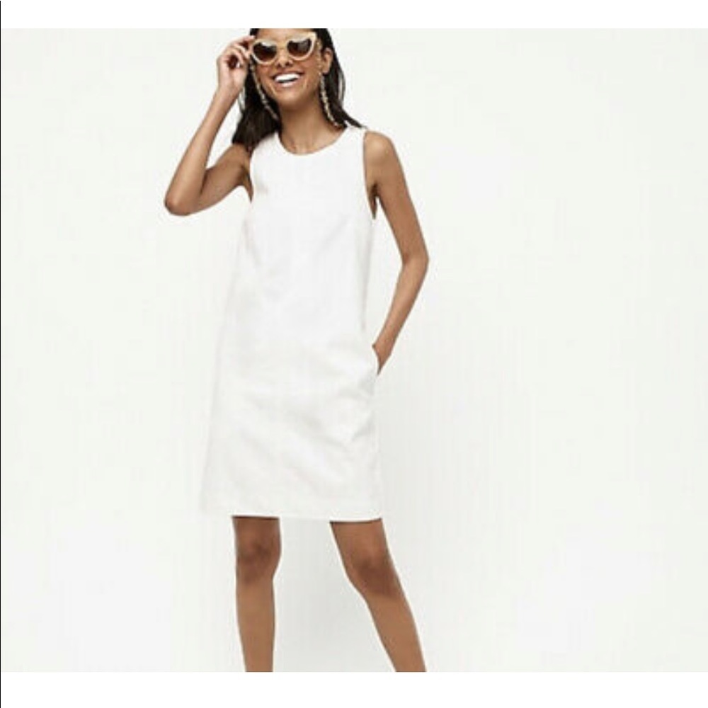 J Crew White Denim Shift Dress